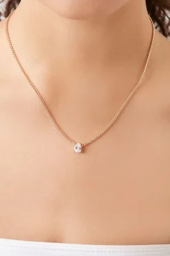 Faux Gem Curb Chain Necklace