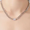 Faux Gem Curb Chain Necklace