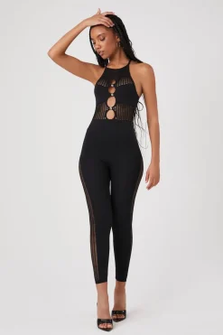 Faux Gem Cutout Cami Jumpsuit