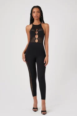 Faux Gem Cutout Cami Jumpsuit