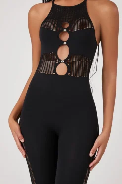Faux Gem Cutout Cami Jumpsuit