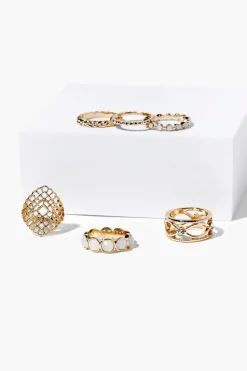 Faux Gem Cutout Ring Set
