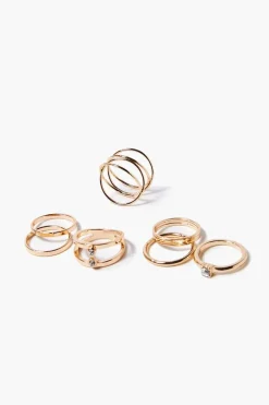 Faux Gem Cutout Ring Set