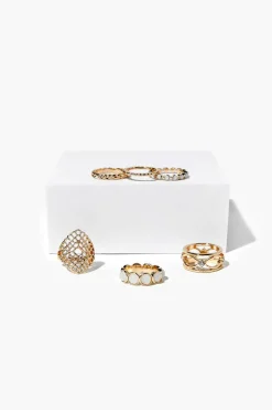 Faux Gem Cutout Ring Set