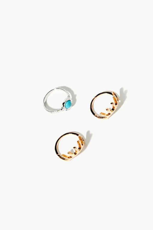 Faux Gem Evil Eye Cocktail Ring Set