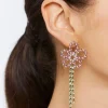 Faux Gem Floral Drop Earrings