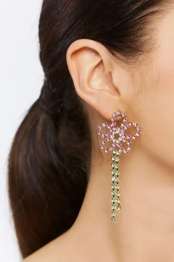 Faux Gem Floral Drop Earrings