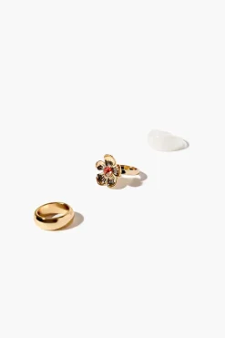 Faux Gem Flower Ring Set