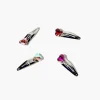 Faux Gem Heart Snap Hair Clip Set