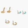 Faux Gem Hoop Earring Set
