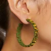 Faux Gem Hoop Earrings