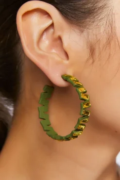 Faux Gem Hoop Earrings