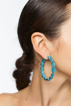Faux Gem Hoop Earrings