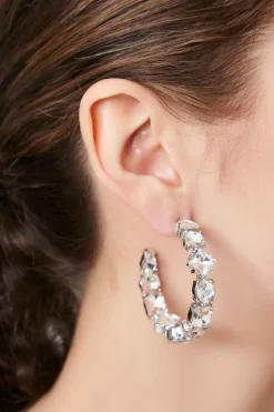 Faux Gem Hoop Earrings