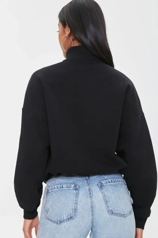 Faux Gem Mock Neck Pullover