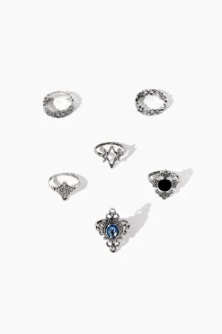 Faux Gem Ornate Ring Set