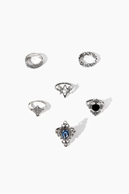 Faux Gem Ornate Ring Set