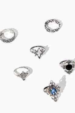 Faux Gem Ornate Ring Set