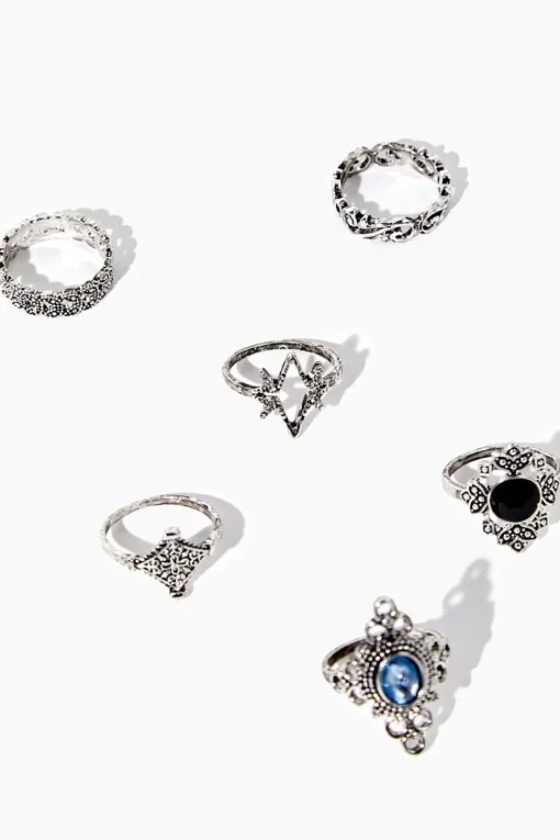 Faux Gem Ornate Ring Set