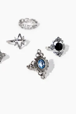 Faux Gem Ornate Ring Set