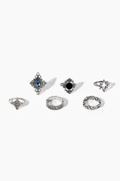 Faux Gem Ornate Ring Set