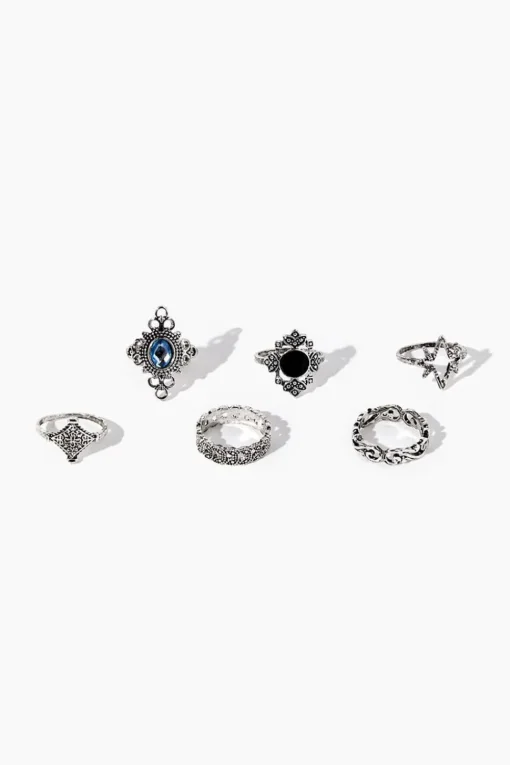 Faux Gem Ornate Ring Set