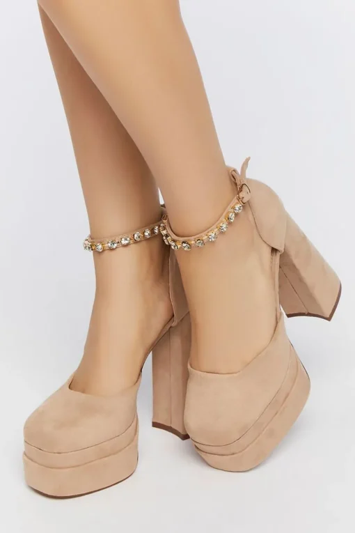 Faux Gem Platform Heels