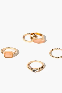 Faux Gem Ring Set