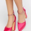 Faux Gem Satin Platform Heels