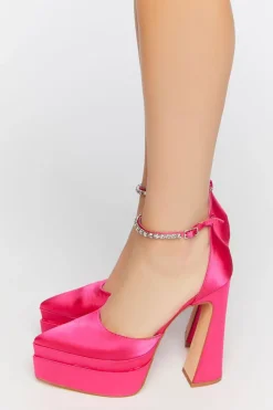 Faux Gem Satin Platform Heels