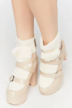 Faux Leather & Shearling Booties