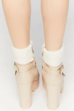 Faux Leather & Shearling Booties
