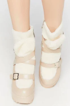 Faux Leather & Shearling Booties