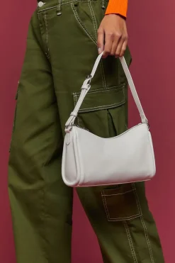 Faux Leather Baguette Shoulder Bag
