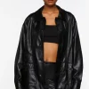 Faux Leather Belted Shacket
