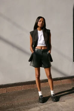 Faux Leather Bermuda Shorts