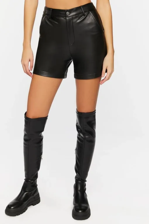 Faux Leather Bermuda Shorts