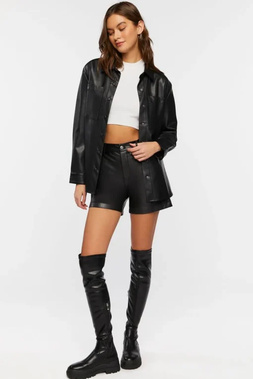 Faux Leather Bermuda Shorts