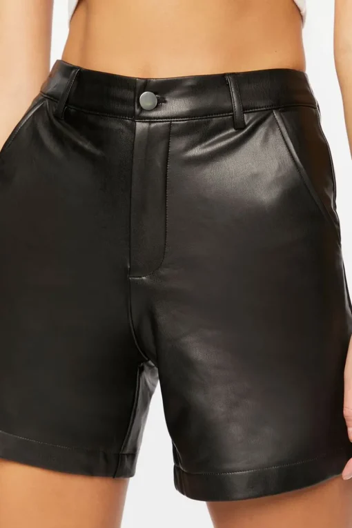 Faux Leather Bermuda Shorts