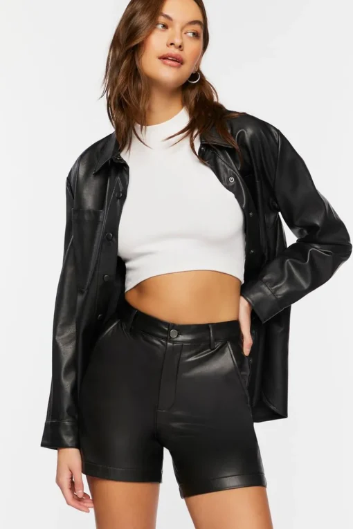 Faux Leather Bermuda Shorts