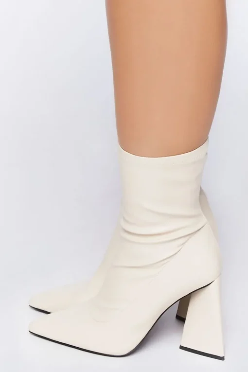 Faux Leather Block Heel Booties (Wide)