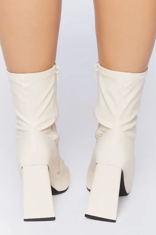 Faux Leather Block Heel Booties (Wide)