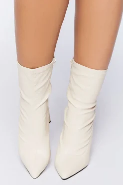 Faux Leather Block Heel Booties (Wide)