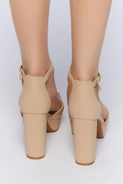 Faux Leather Block Heels