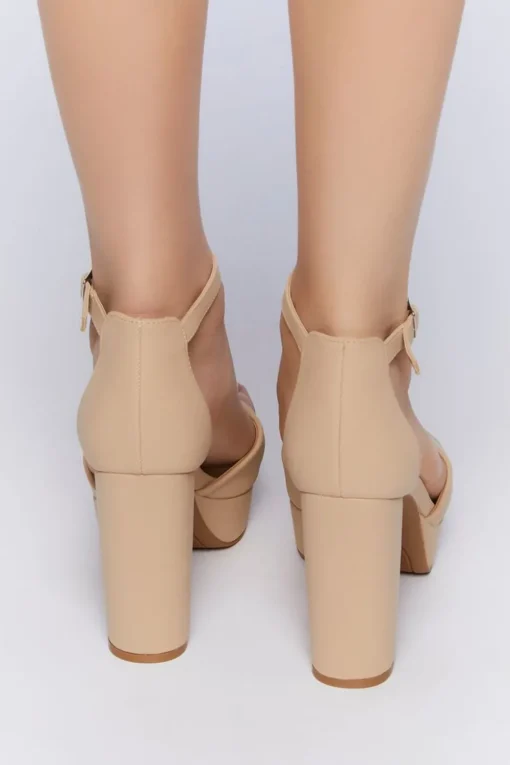 Faux Leather Block Heels