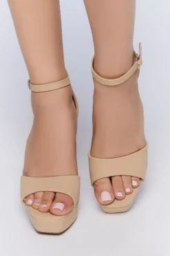 Faux Leather Block Heels