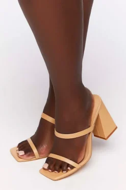 Faux Leather Block Heels (Wide)