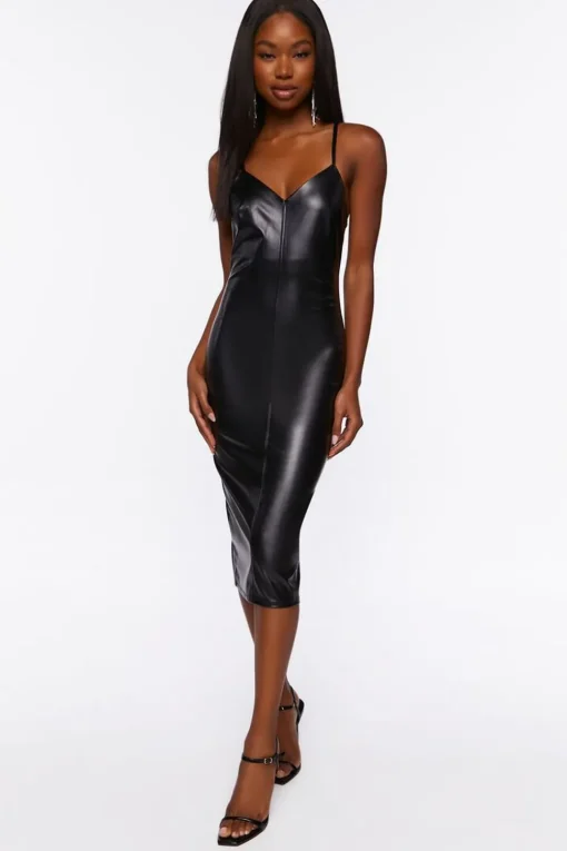 Faux Leather Bodycon Dress
