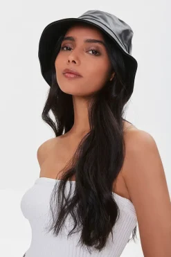 Faux Leather Bucket Hat