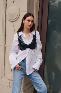 Faux Leather Bustier Bralette